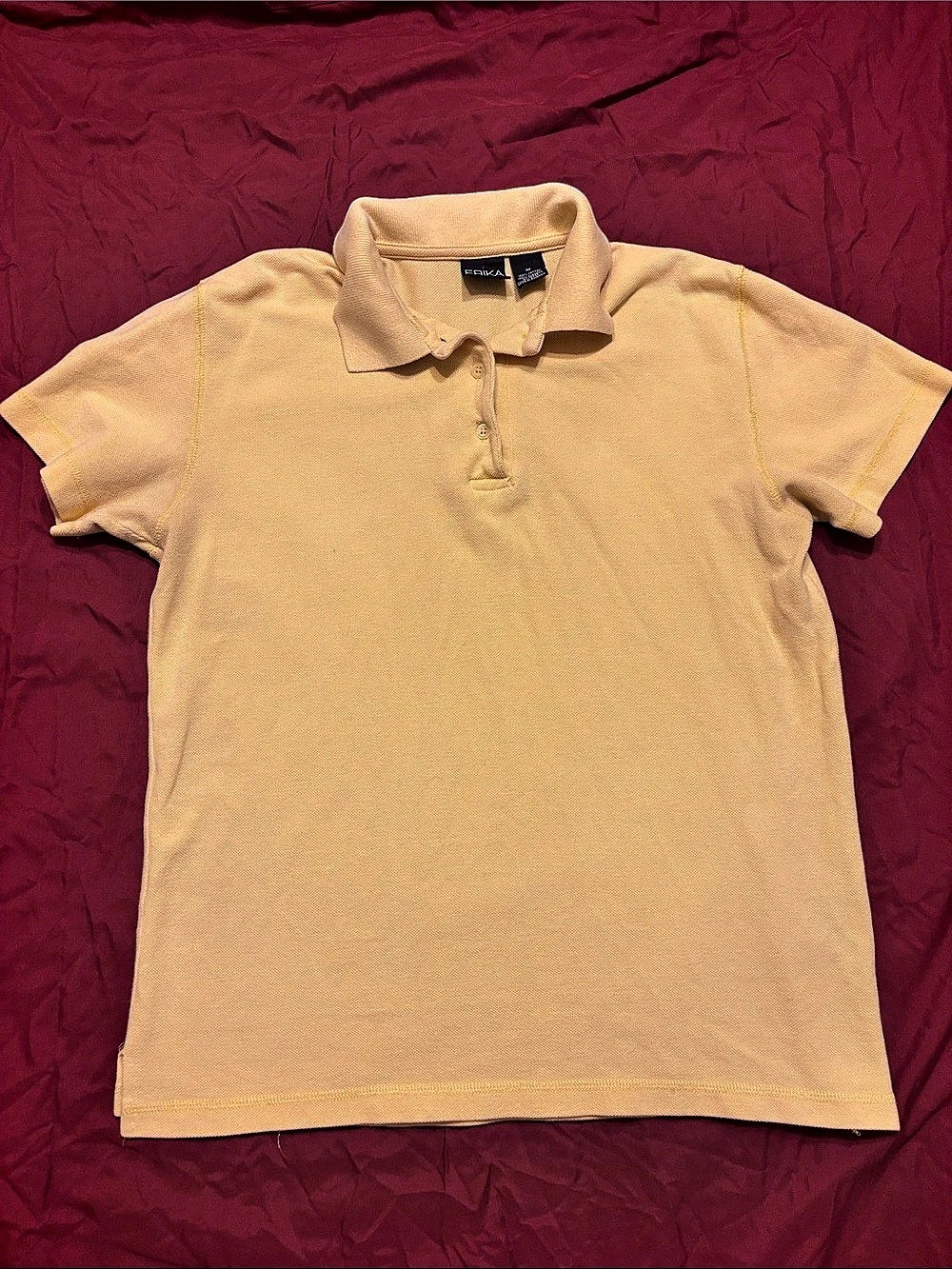 ERIKA Textured Polo Shirt in Yellow Size Medium